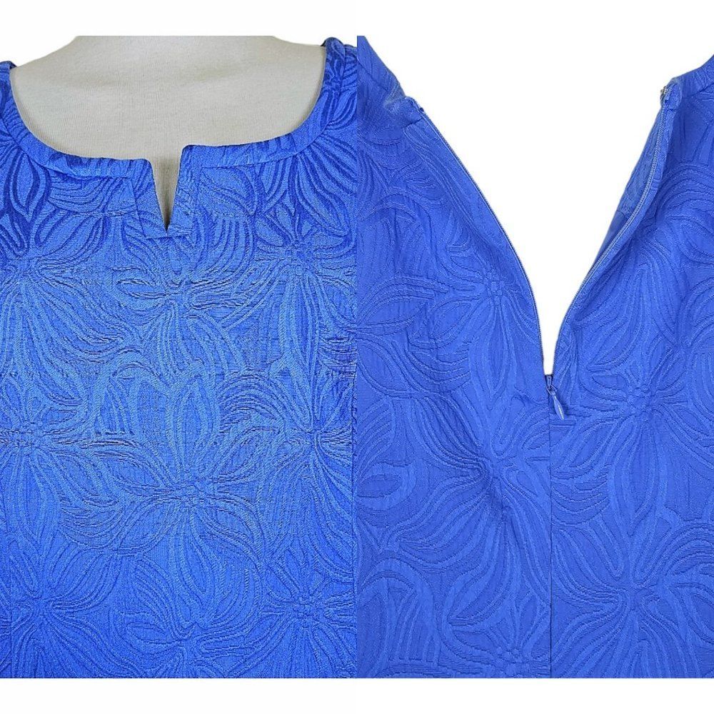 Talbots 2 Pc Jacket Dress Combo Set Blue Floral Jacquard Print size 10 - Picture 5 of 10